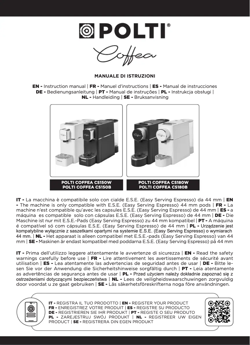 Imagen de la primera página del manual del dispositivo Coffea S15