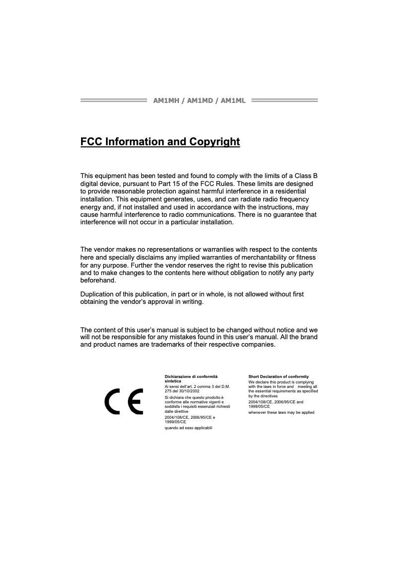 Imagen de la primera página del manual del dispositivo AM1ML