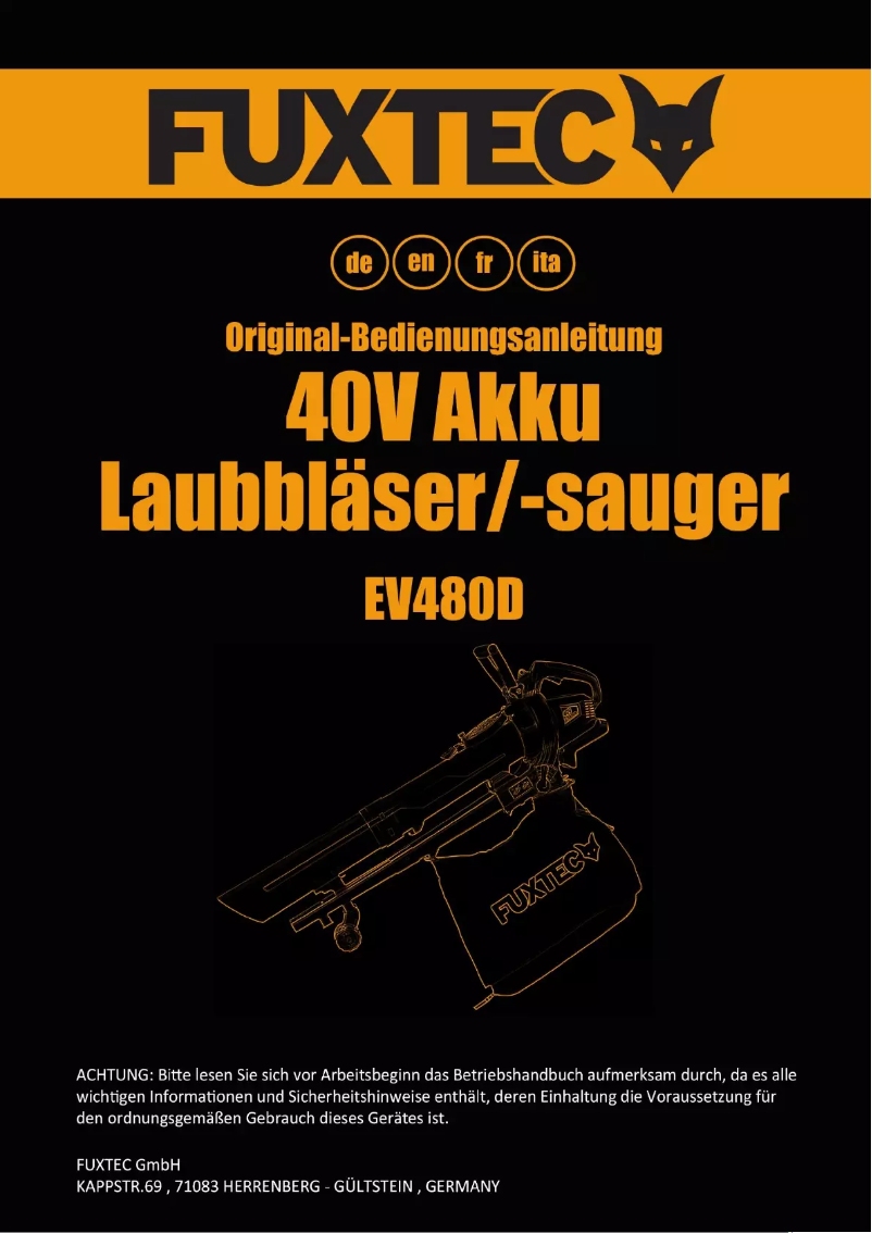 Página 1 del manual Manual de usuario Fuxtec FX-EV480D