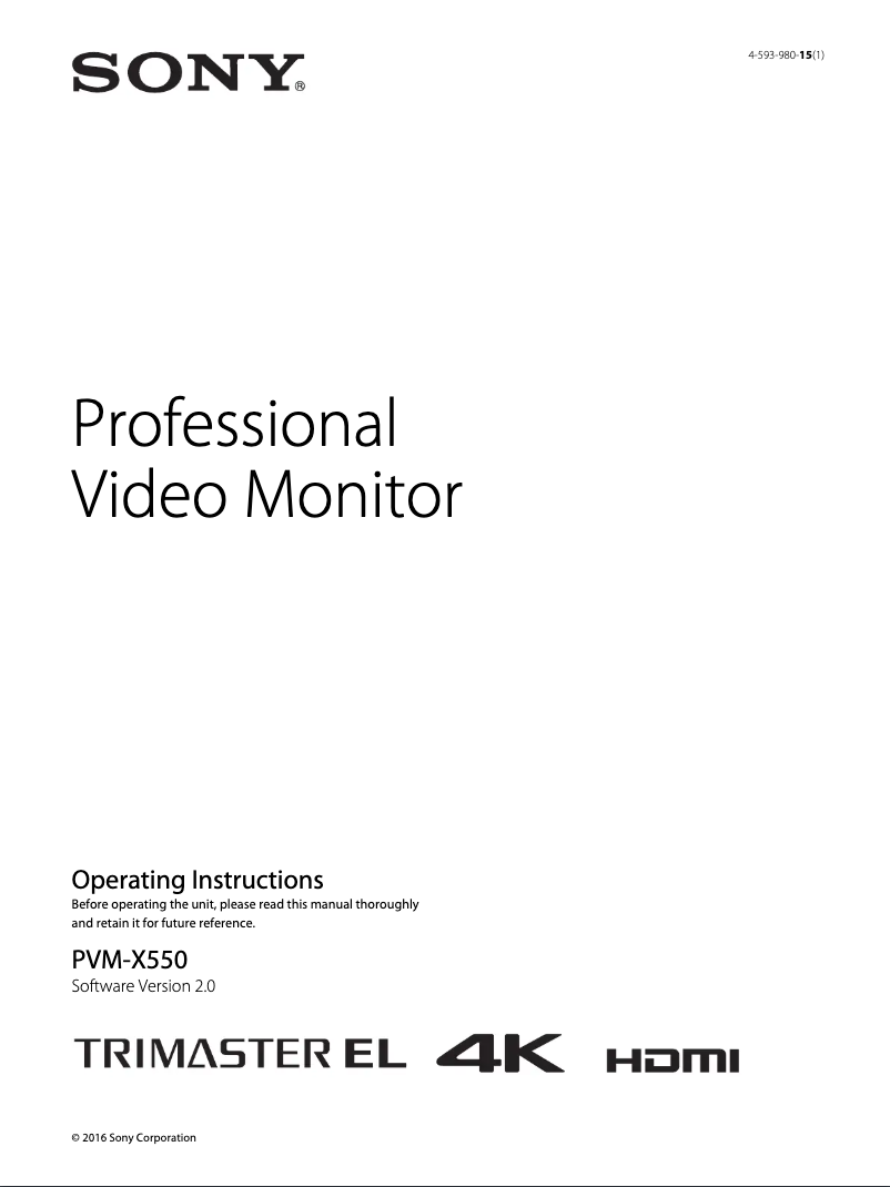 Página nº 1 - Manual de usuario Sony PVM-X550