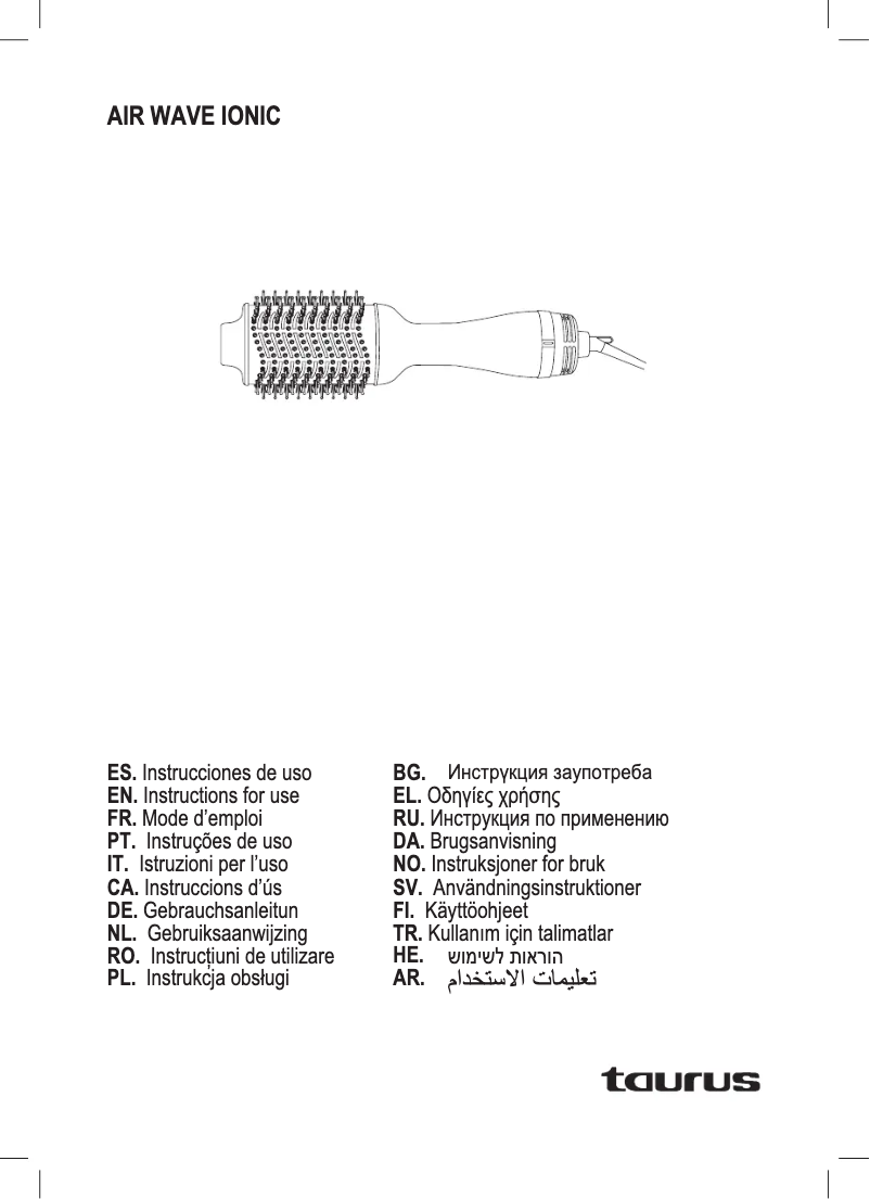Página 1 del manual Manual de usuario Taurus Air Wave Ionic