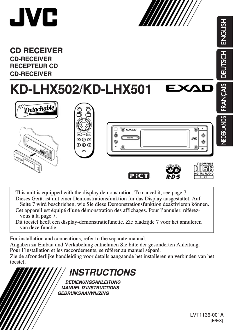 Imagen de la primera página del manual del dispositivo KD-LHX502