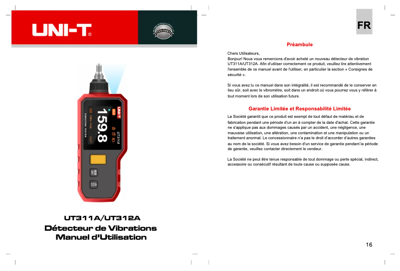Página 1 del manual Manual de usuario Uni-T UT310A