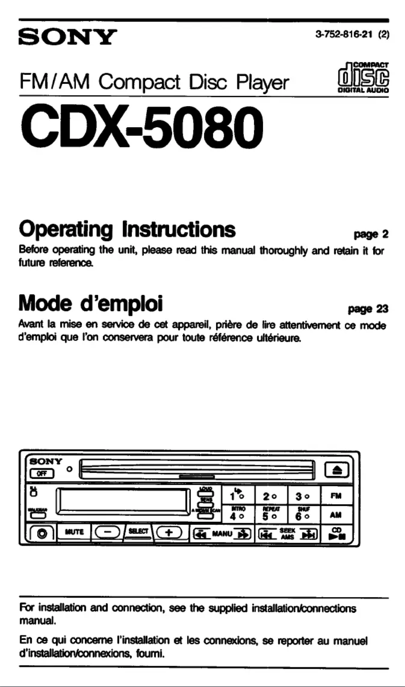 Imagen de la primera página del manual del dispositivo CDX-5080