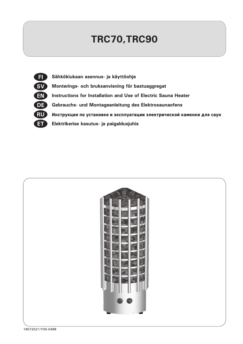 Página 1 del manual Manual de usuario Harvia Glow Corner TRC70 HTRC700400