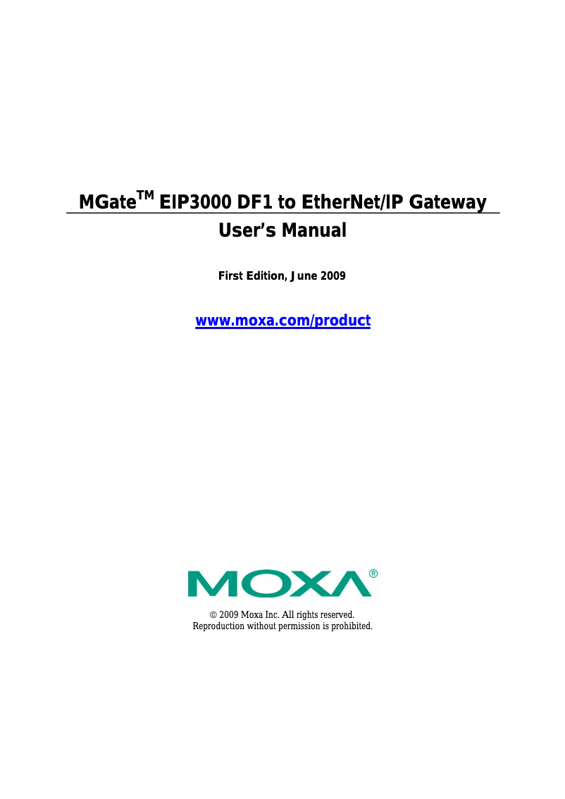 Imagen de la primera página del manual del dispositivo MGate EIP3270I