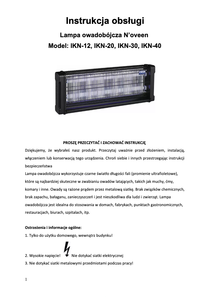 Página 1 del manual Manual de usuario N'oveen IKN-30