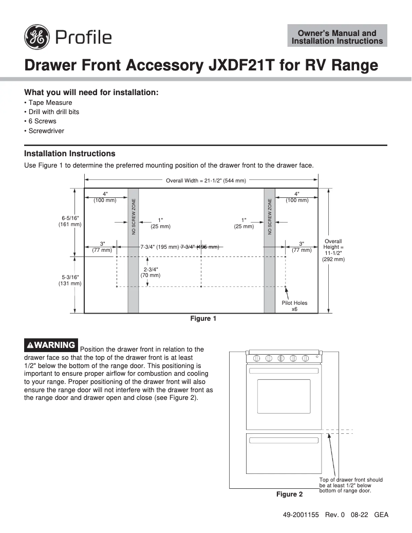 Imagen de la primera página del manual del dispositivo Profile JXDFT214