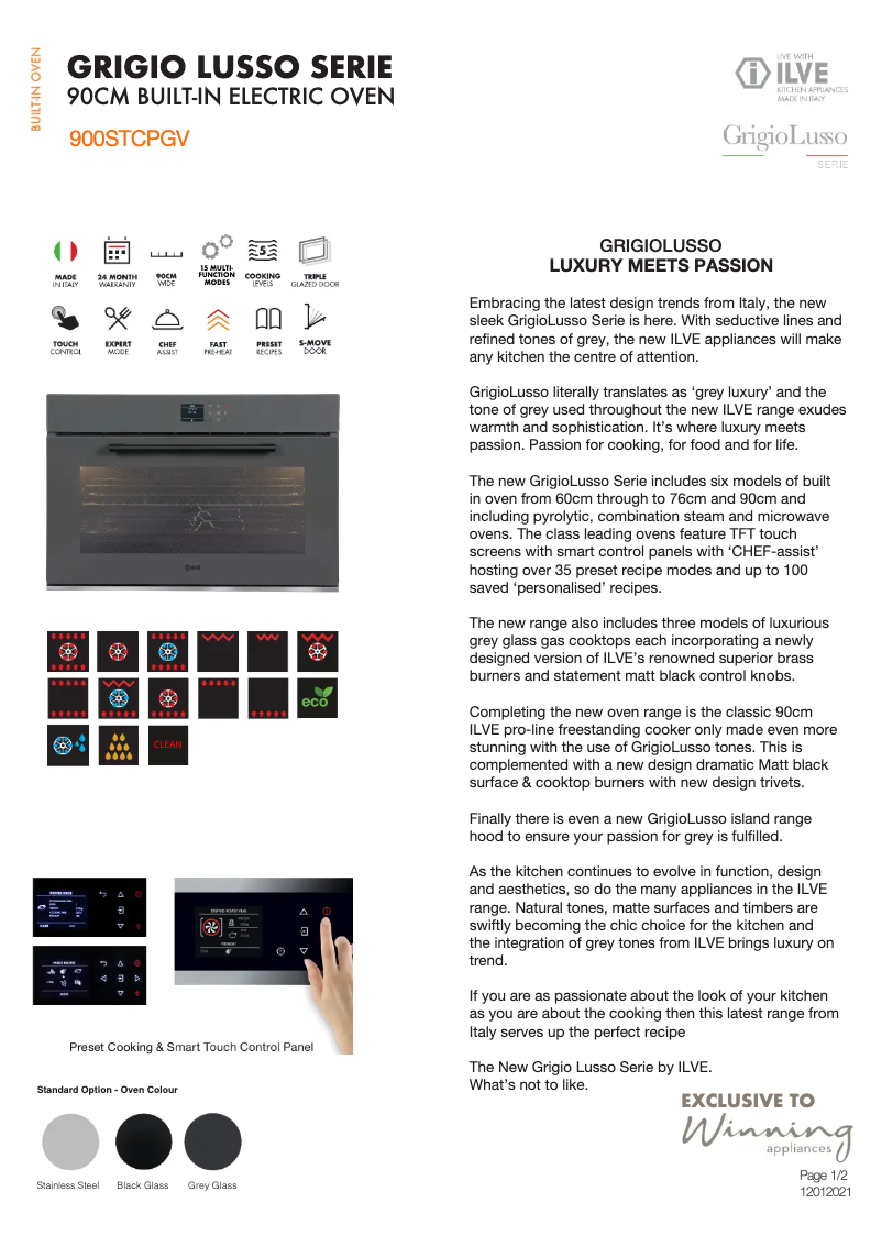 Página nº 1 - Ficha técnica Ilve 900STCPGV