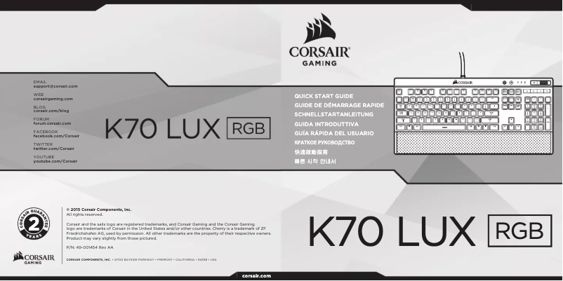 Página 1 del manual Manual de usuario Corsair Gaming K70 LUX RGB