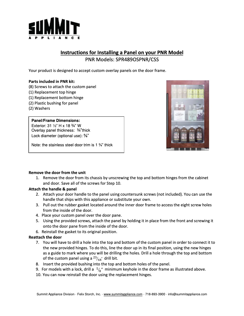 Imagen de la primera página del manual del dispositivo SPR489OSPNR