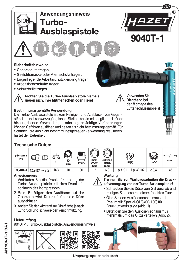 Página nº 1 - Manual de usuario Hazet 9040T-1