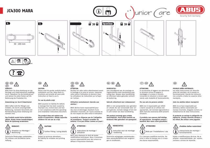 Imagen de la primera página del manual del dispositivo JC4300A MARA