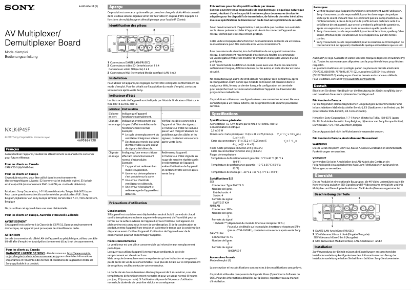 Imagen de la primera página del manual del dispositivo NXLK-IP45F
