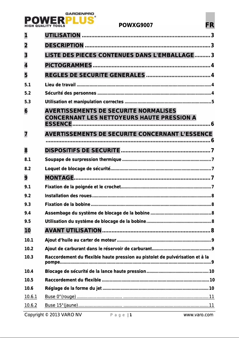 Página nº 1 - Manual de usuario VARO POWXG9007