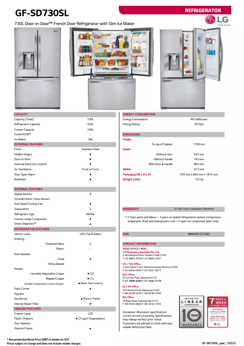 Página nº 1 - Ficha técnica LG GF-SD730SL