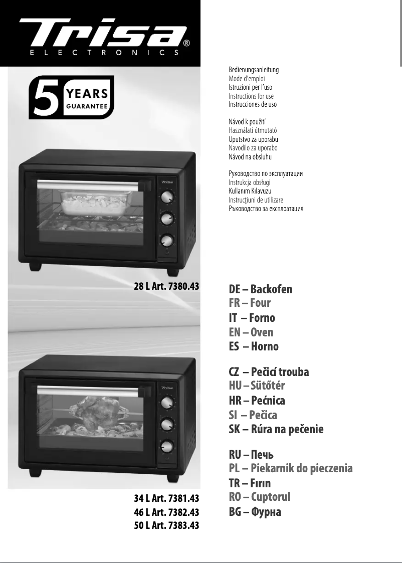 Página 1 del manual Manual de usuario Trisa Forno Gusto