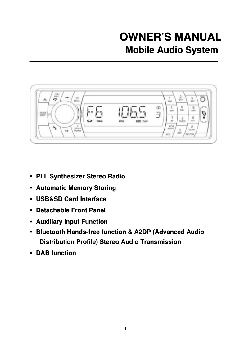 Imagen de la primera página del manual del dispositivo CDB-440BT