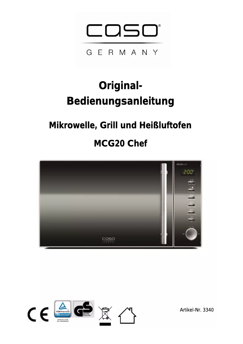 Imagen de la primera página del manual del dispositivo MCG20 Chef