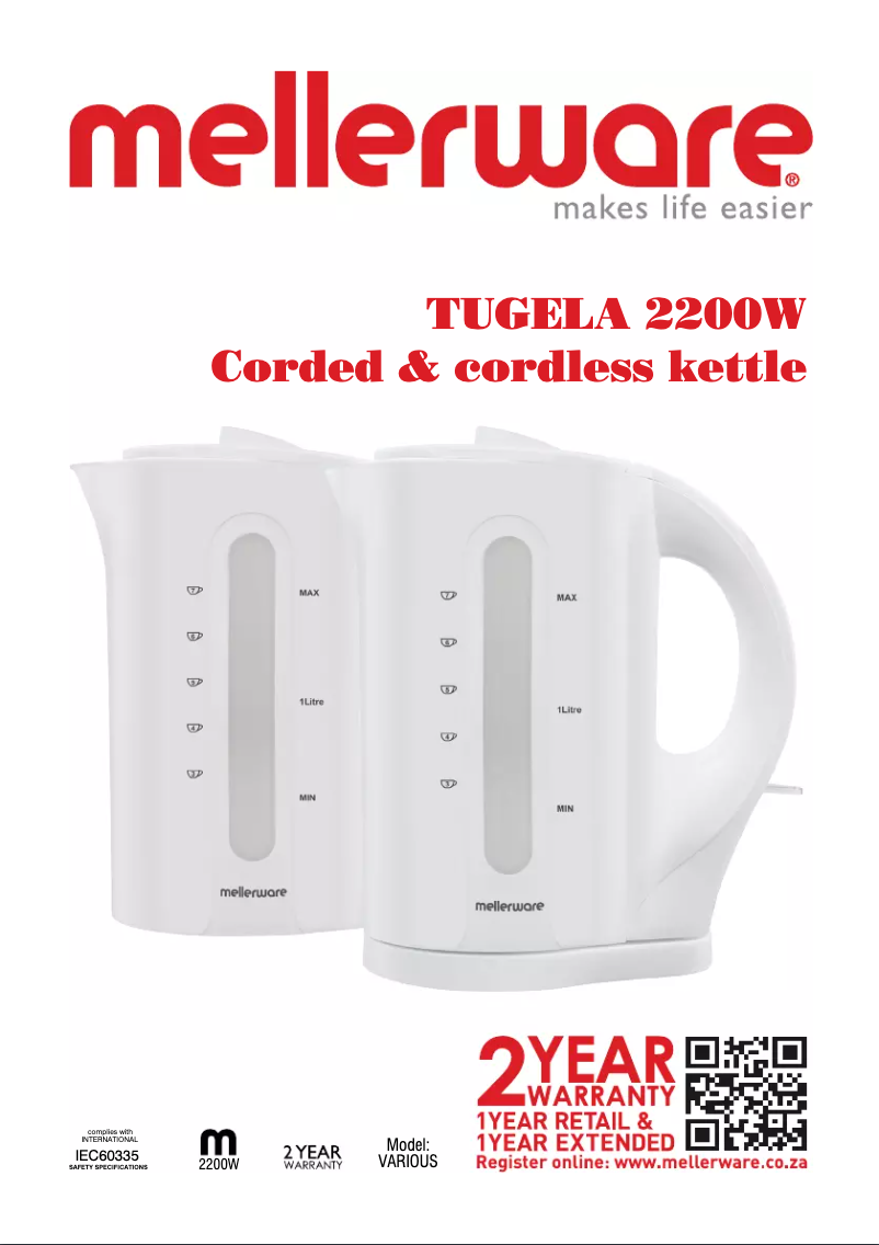 Página nº 1 - Manual de usuario Mellerware Tugela 21203BK