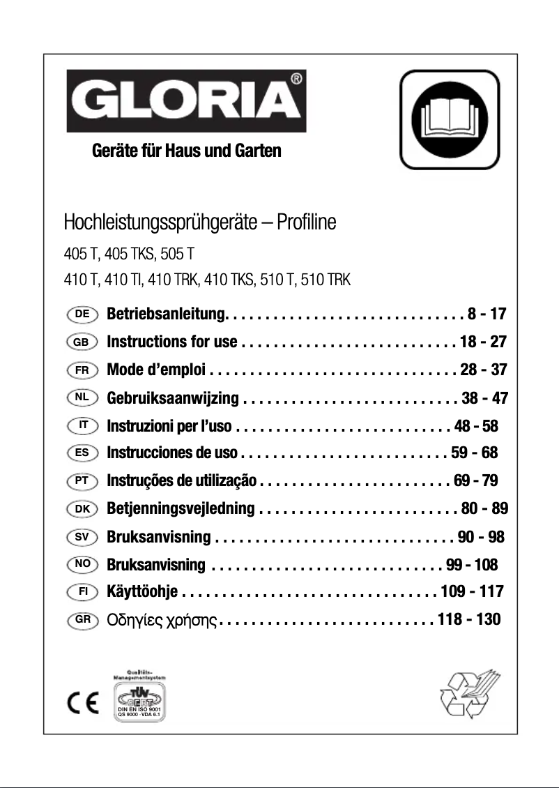 Página 1 del manual Manual de usuario GLORIA Profiline 405T