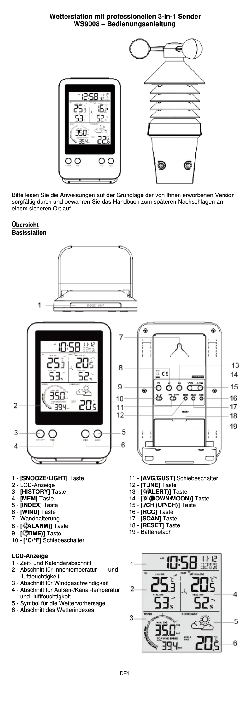 Imagen de la primera página del manual del dispositivo WS 9008
