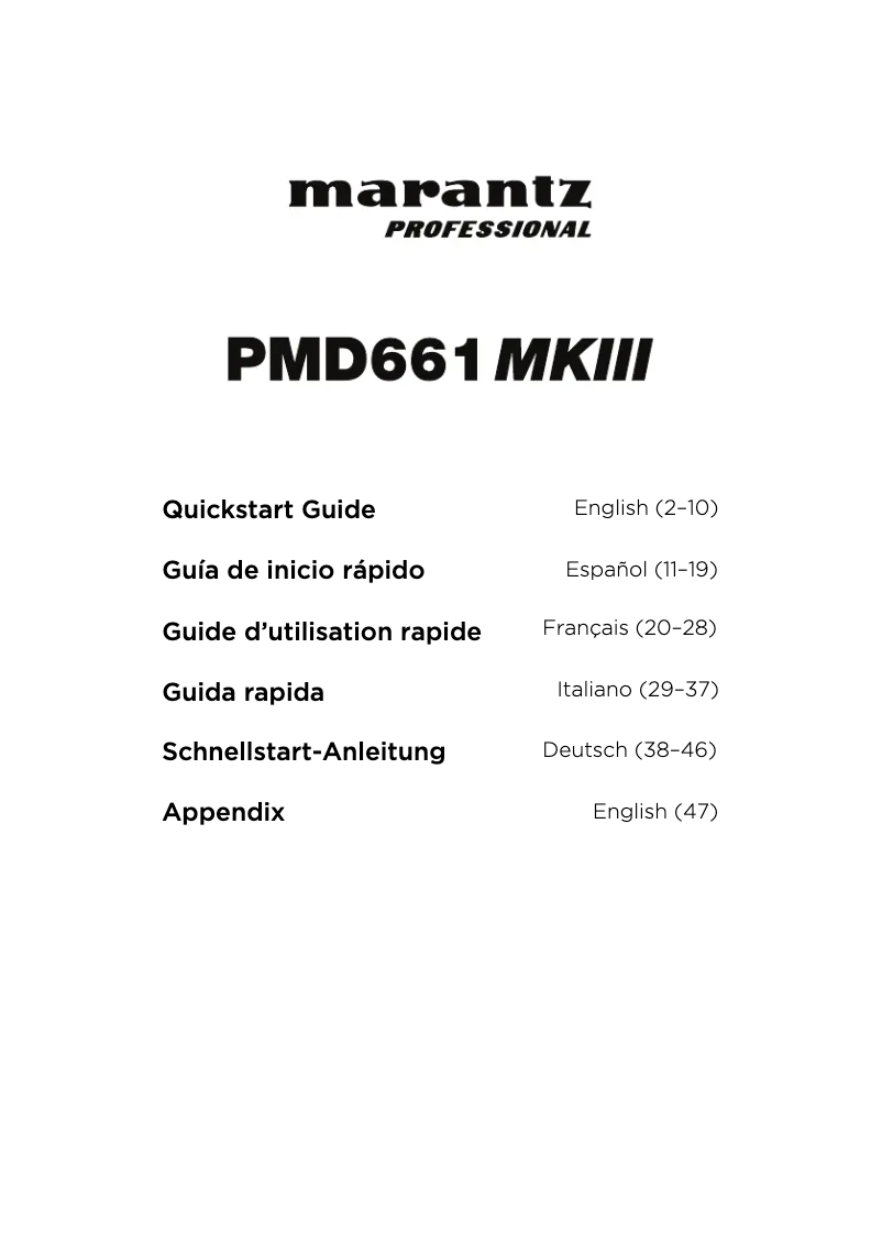 Página 1 del manual Guía de inicio rápido Marantz PMD661MKIII