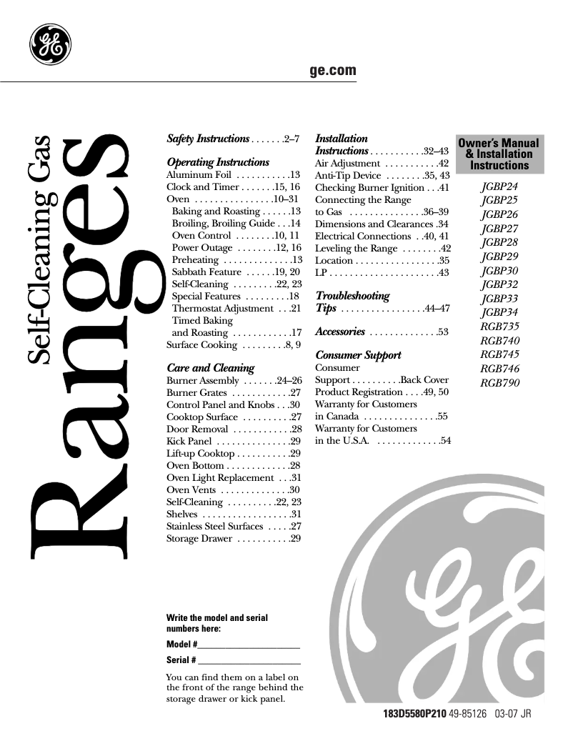 Imagen de la primera página del manual del dispositivo JGBP24BEHCT