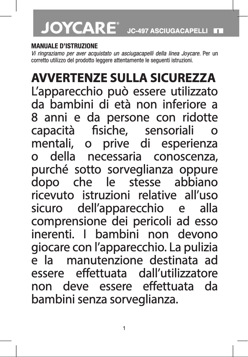 Imagen de la primera página del manual del dispositivo JC497