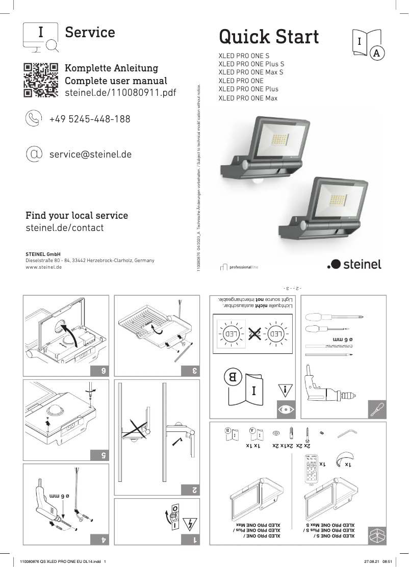 Imagen de la primera página del manual del dispositivo XLED PRO ONE S