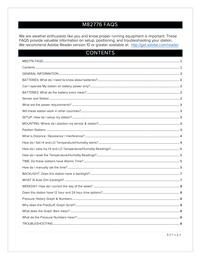 Imagen de la primera página del manual del dispositivo M82776