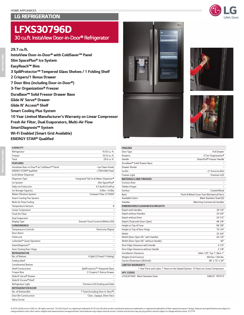 Página nº 1 - Ficha técnica LG LFXS30796