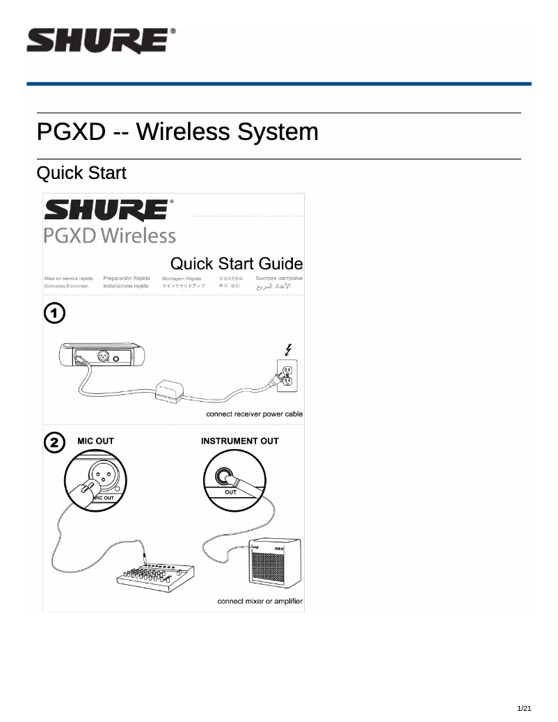Página nº 1 - Manual de usuario Shure PGXD4