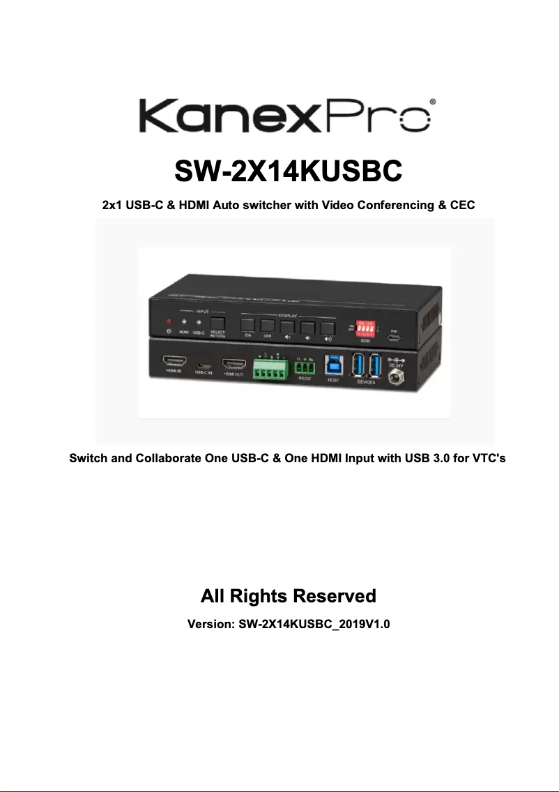 Página nº 1 - Manual de usuario KanexPro SW-2X14KUSBC