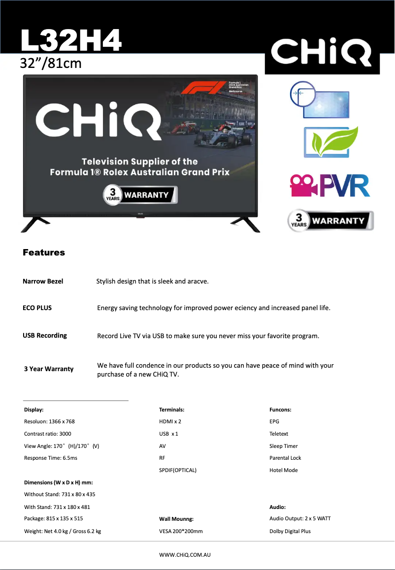 Imagen de la primera página del manual del dispositivo L32H4