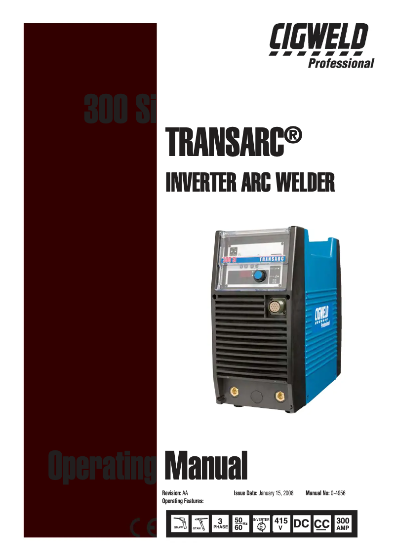 Página nº 1 - Manual de usuario Cigweld Transarc 300i