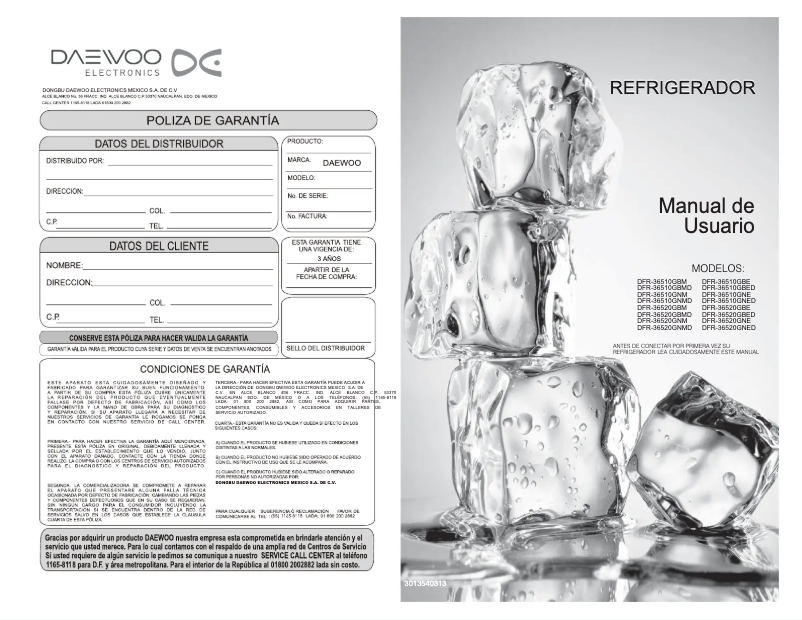 Página 1 del manual Manual de usuario Daewoo DFR-36510GNED