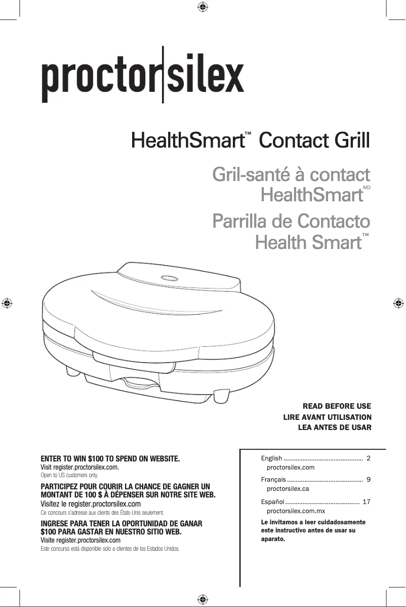 Página 1 del manual Manual de usuario Proctor Silex 25218PS