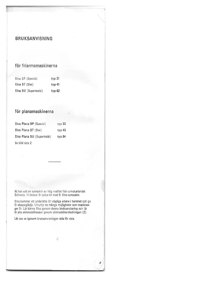 Imagen de la primera página del manual del dispositivo Plana Special 33