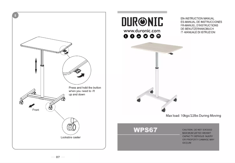Página 1 del manual Manual de usuario Duronic WPS67