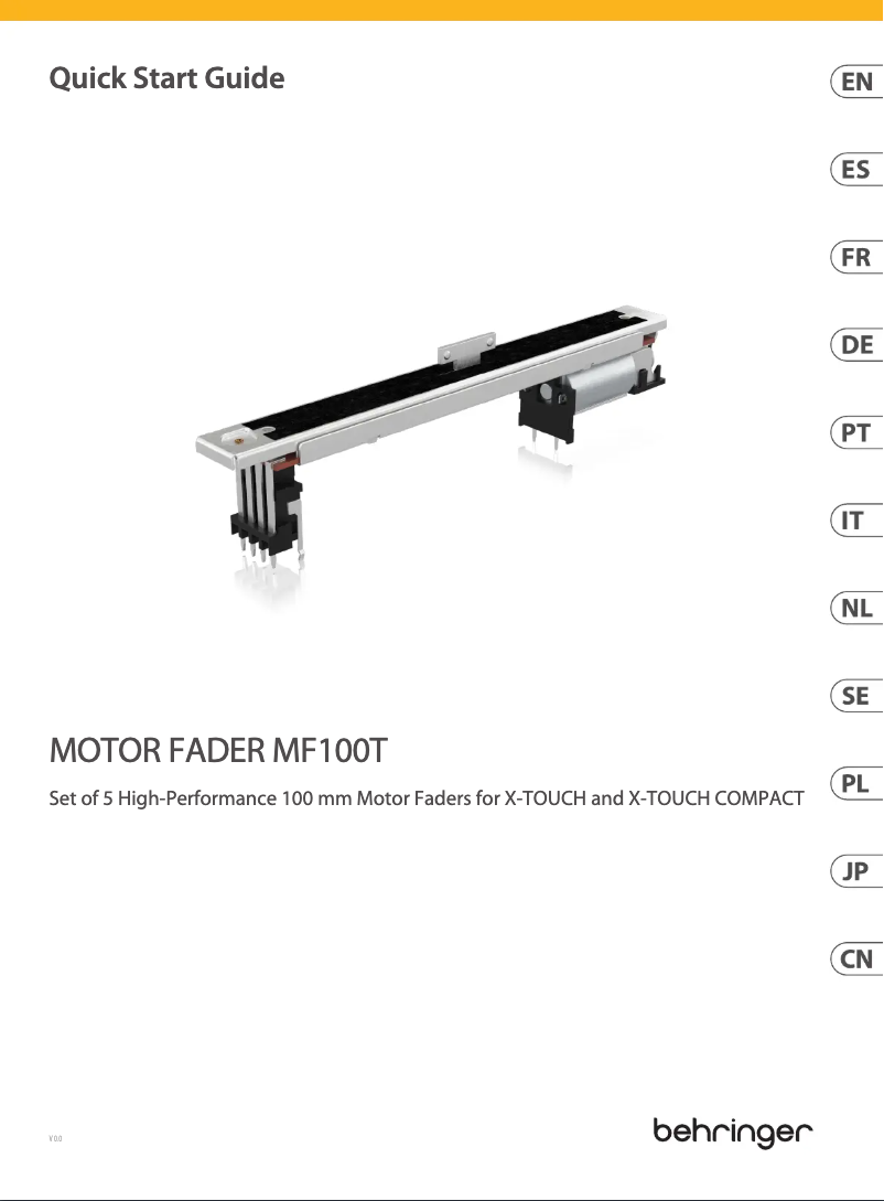Imagen de la primera página del manual del dispositivo Motor Fader MF100T