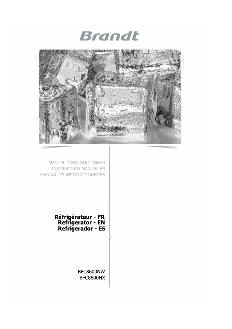 Imagen de la primera página del manual del dispositivo BFC8600NX