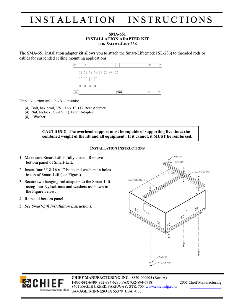 Página 1 del manual Manual de usuario Chief SMA651