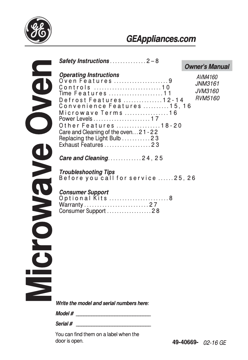 Página 1 del manual Manual de uso y mantenimiento Hotpoint RVM5160RHSS