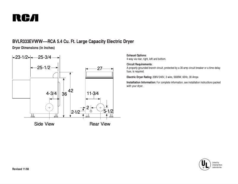 Imagen de la primera página del manual del dispositivo BVLR333EVWW