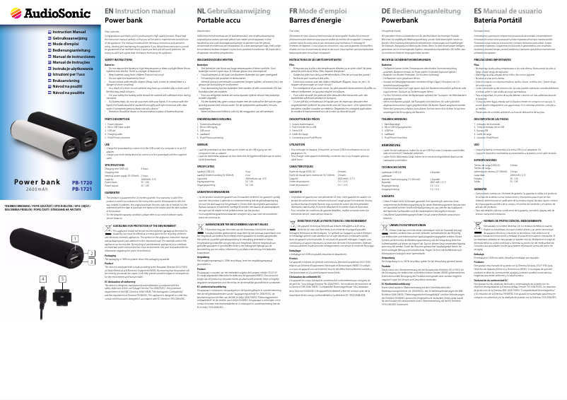 Imagen de la primera página del manual del dispositivo PB-1720