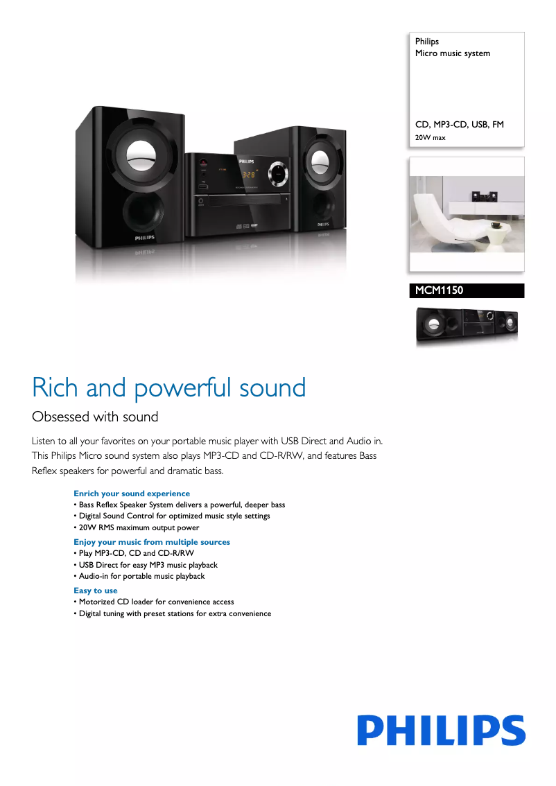 Imagen de la primera página del manual del dispositivo MCM1150