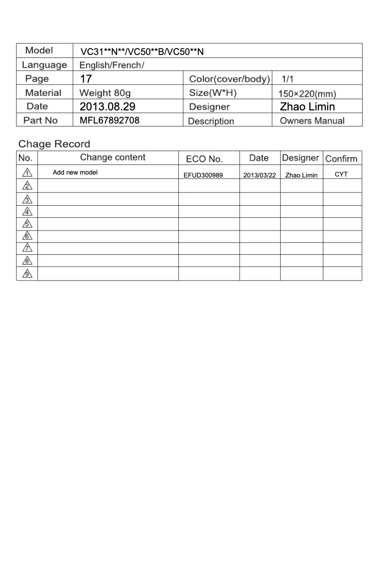 Imagen de la primera página del manual del dispositivo VC3320NNT
