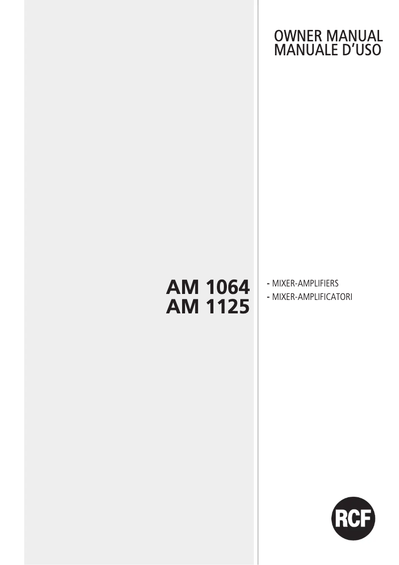 Página nº 1 - Manual de usuario RCF AM 1125