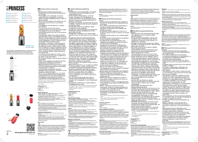 Imagen de la primera página del manual del dispositivo Blender to go 217401